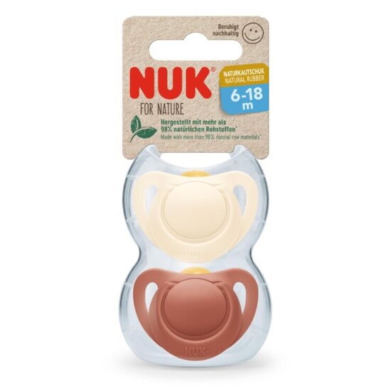 Nuk 2 Sucettes Nuk for nature latex Rouge 6-18 mois Nuk 2 Sucettes Nuk for nature latex Rouge 6-18 mois