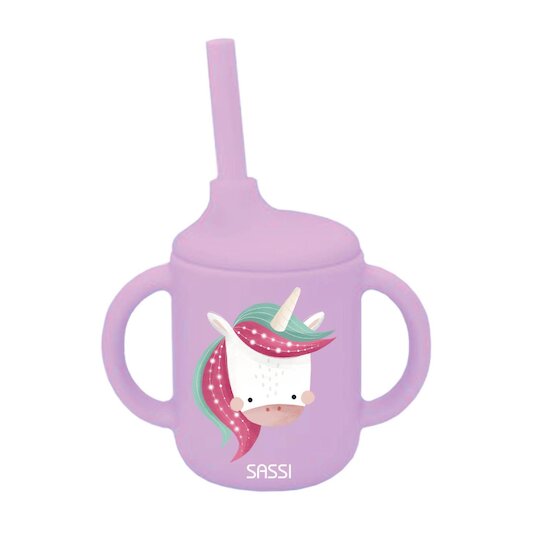 Sassi Junior Tasse avec paille silicone Sparkly The Unicorn 