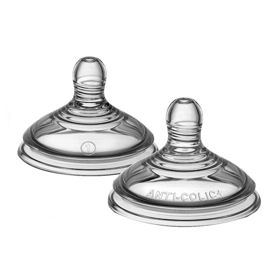 Tommee Tippee Lot de 2 Tétines pour biberon Anti-colique Avancé Clear Débit lent Tommee Tippee Lot de 2 Tétines pour biberon Anti-colique Avancé Clear Débit lent