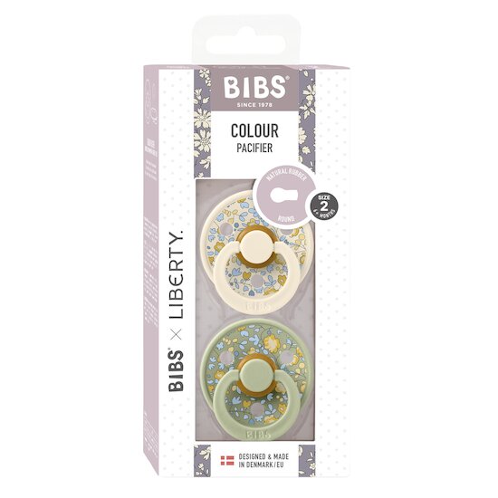 BIBS BIBS x Liberty Tétine Colour 2 Pack Caoutchouc naturel Honey Bee/Sage 