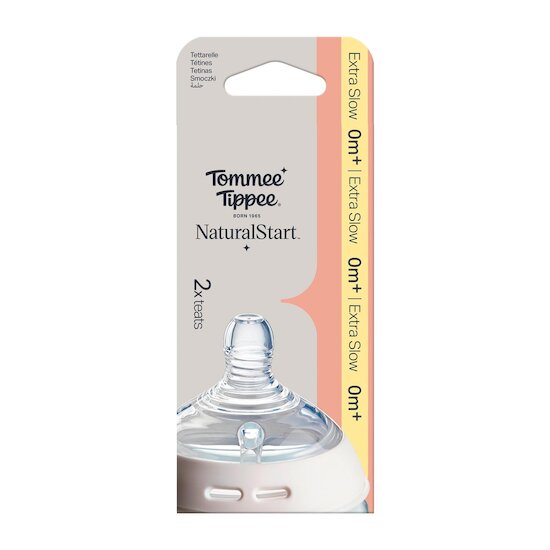 Tommee Tippee Lot de 2 Tétines pour biberon Natural Start Clear Débit Extra-lent Tommee Tippee Lot de 2 Tétines pour biberon Natural Start Clear Débit Extra-lent