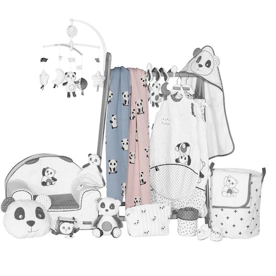Sauthon Cape de Bain Plus Gant Chao Chao Blanc - Noir  Sauthon Cape de Bain Plus Gant Chao Chao Blanc - Noir
