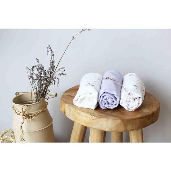 Trois Kilos Sept Lot de 3 langes Lavandoux Lavande 70x70 cm