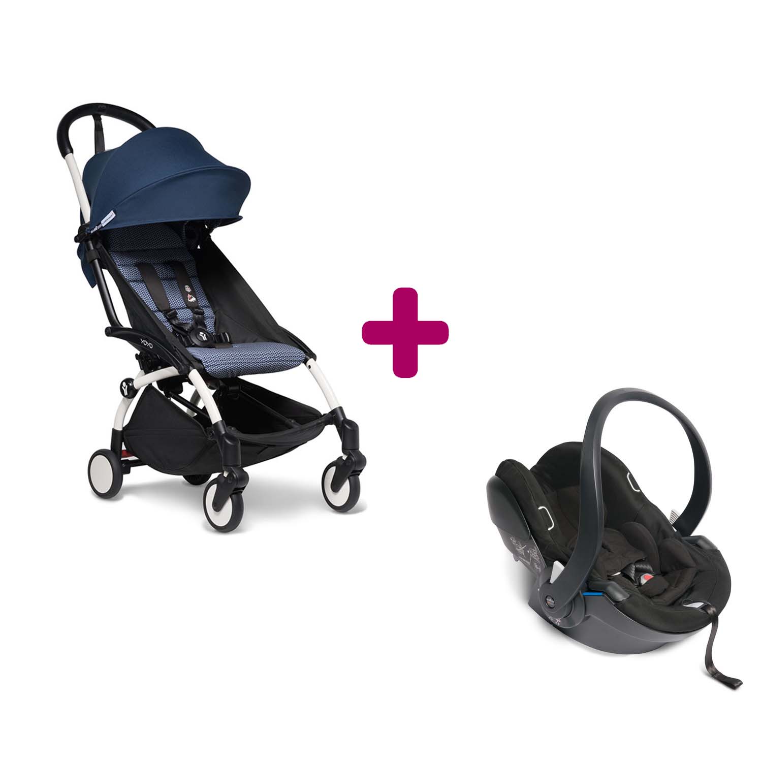 Pack poussette YOYO² chassis blanc + coque yoyo + pack 6+ bleu Air France  BABYZEN