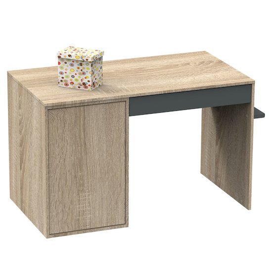 Sauthon Commode à langer évolutive en bureau Nova Chêne Doré - Gris Volcan 