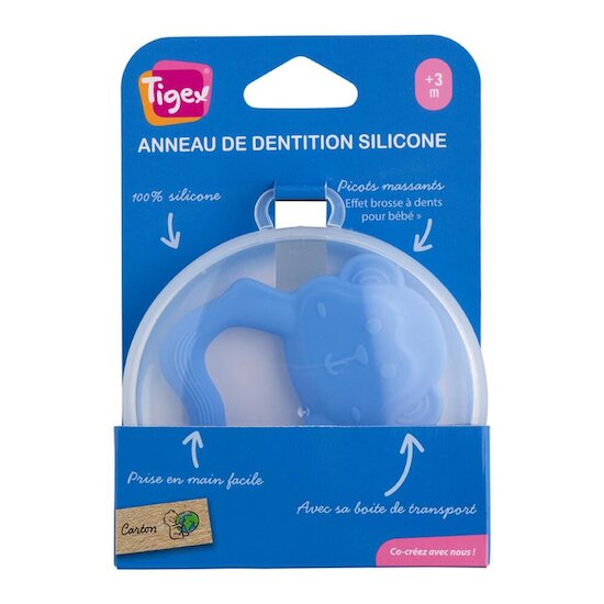 Tigex Anneau de dention silicone Singe Bleu  Tigex Anneau de dention silicone Singe Bleu