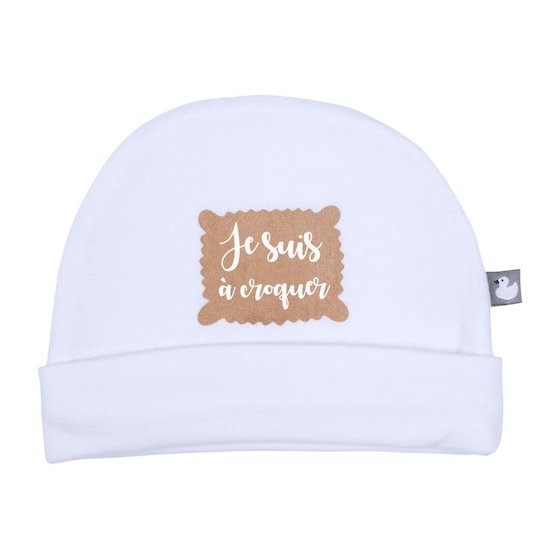 BB&Co Bonnet doublé pur coton "Je suis à croquer" Mixte Naissance