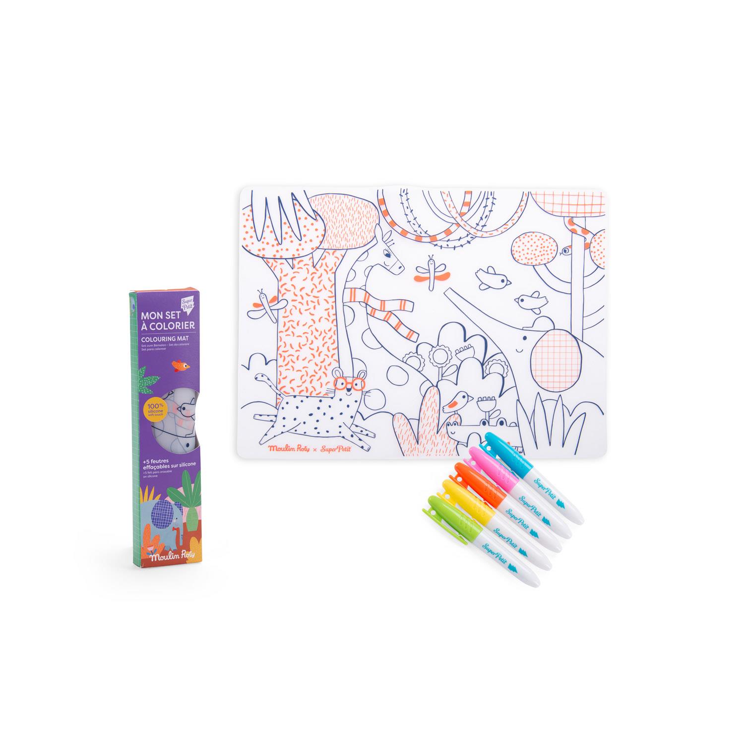 Set à colorier + 5 feutres Les Toupitis MULTICOLORE Moulin Roty