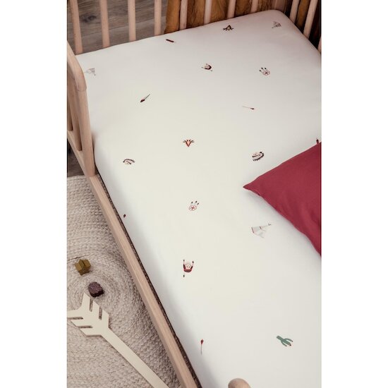 Kadolis Drap housse Coton Bio Lit bébé Petite Plume Multicolore 
