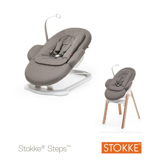 Stokke Transat steps Herringbone Grey / White Chassis  Stokke Transat steps Herringbone Grey / White Chassis