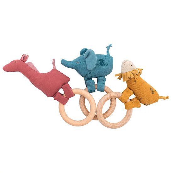 Moulin Roty Anneau-hochet en bois Lion Sous mon baobab   Moulin Roty Anneau-hochet en bois Lion Sous mon baobab