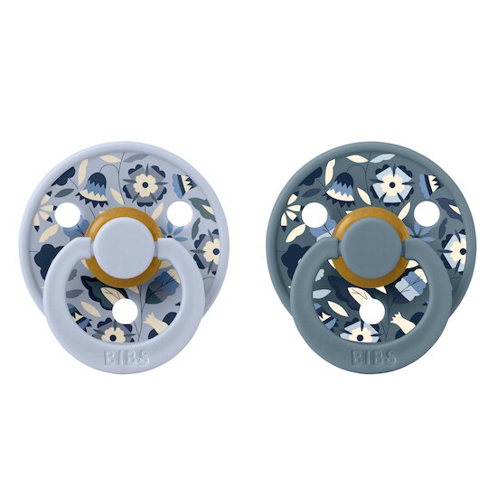 BIBS BIBS x Liberty 2 Pack tétines Colour Caoutchouc naturel Dusty Blue/Petrol 