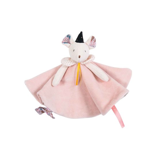 Moulin Roty Doudou plat attache tétine Il était une fois Souris Rose 