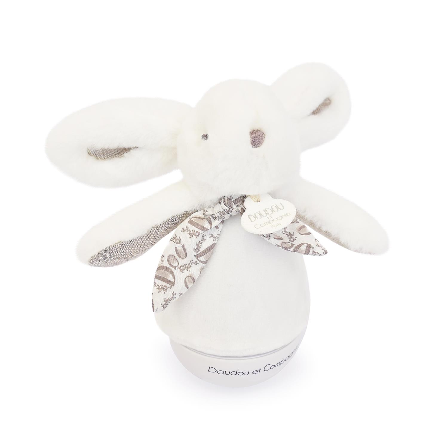 Doudou & Compagnie - Peluche musicale Lapin Culbuto BLANC Doudou & Compagnie