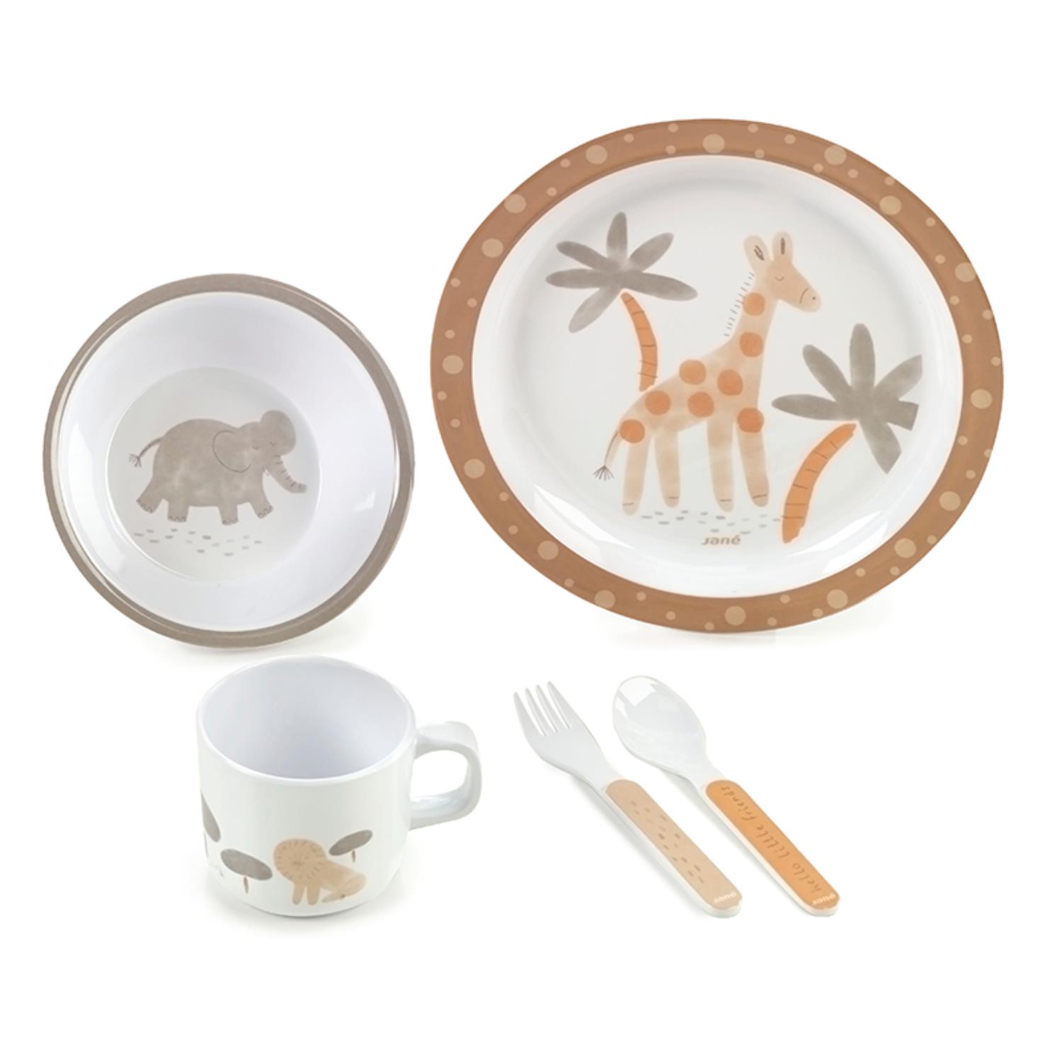 Jané - Coffret repas mélamine micro-ondable 5 pièces MULTICOLORE Jané