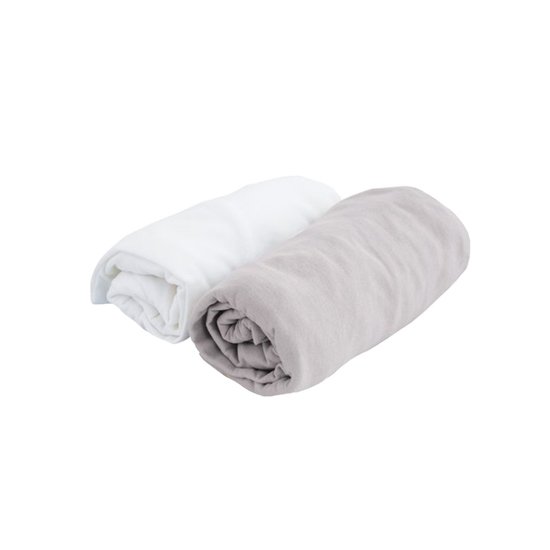 Domiva 2 draps housse Jersey Blanc/Perle 70x140 cm