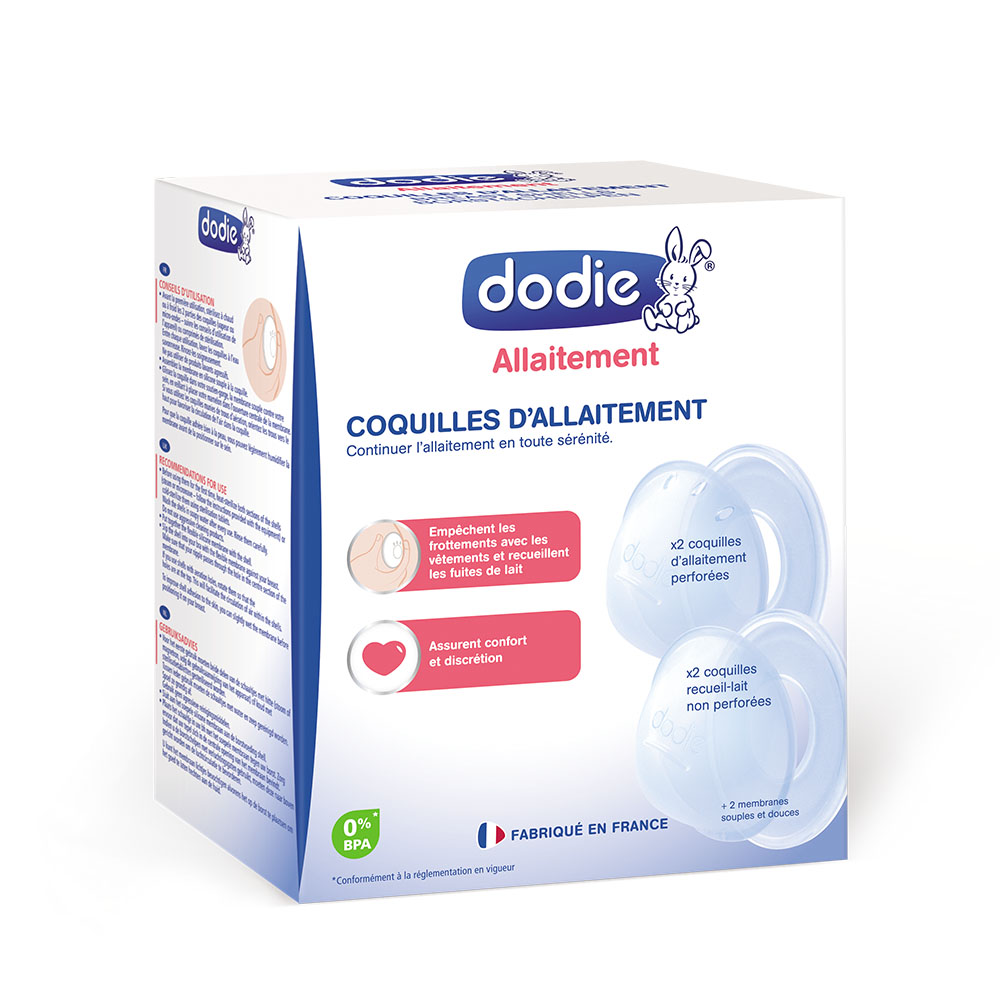 2 coquilles d'allaitement perforées + 2 coquilles recueil-lait non perforées MULTICOLORE Dodie