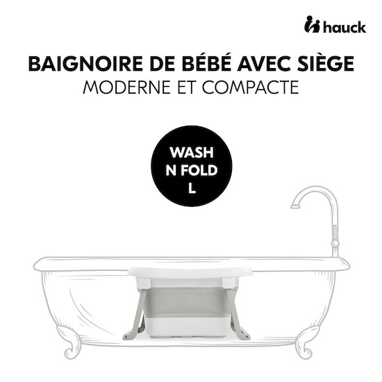Hauck Baignoire Bébé Wash N Fold L White-Sage  Hauck Baignoire Bébé Wash N Fold L White-Sage