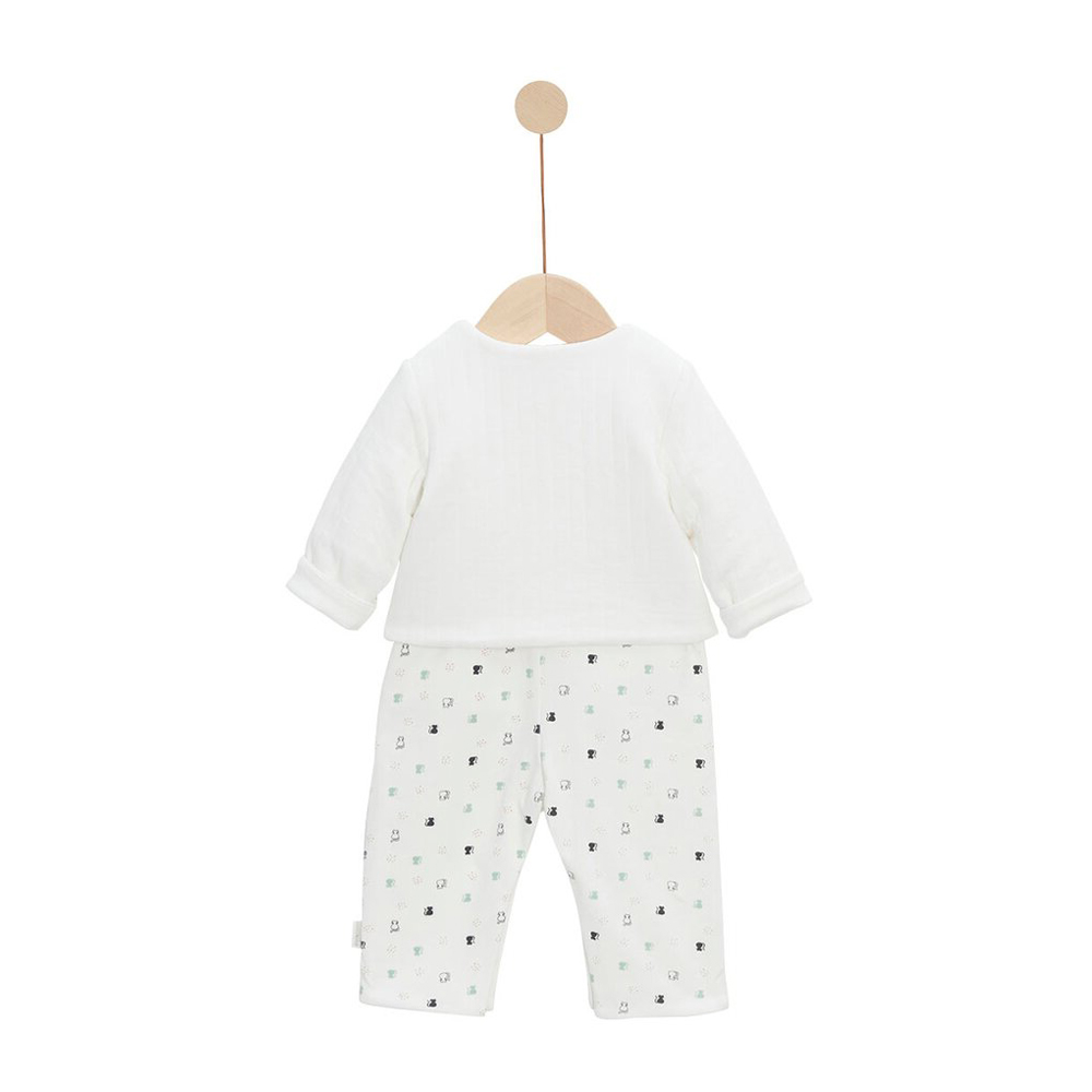 P’tit bisou - Ensemble Salopette + T-shirt + Veste Mon Trousseau Chaton BLANC P’tit bisou