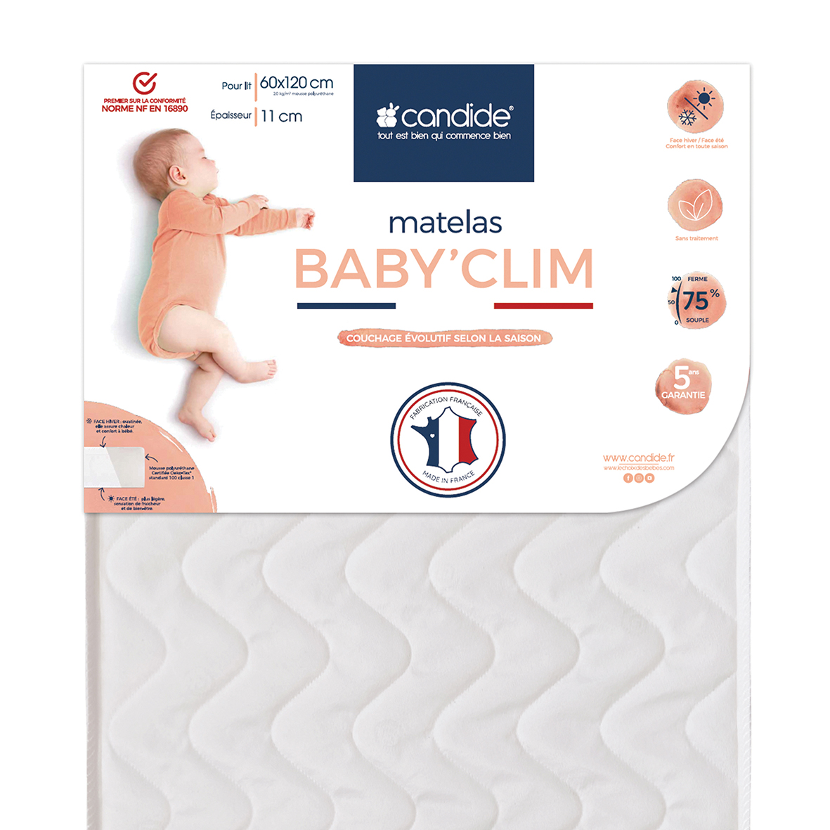 Matelas Baby Clim BLANC Candide