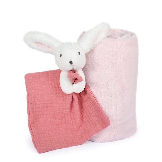 Doudou & Compagnie Plaid et doudou Happy Boho Rose 100x70 cm Doudou & Compagnie Plaid et doudou Happy Boho Rose 100x70 cm