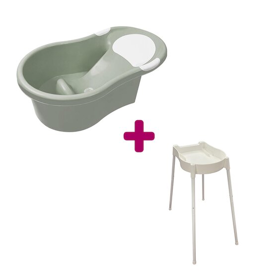 dBb Remond Pack Baignoire avec transat vert sauge + petit support de baignoire pieds amovibles blanc avec tuyau  