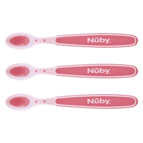 Nuby 3 cuillères thermosensibles Rose 