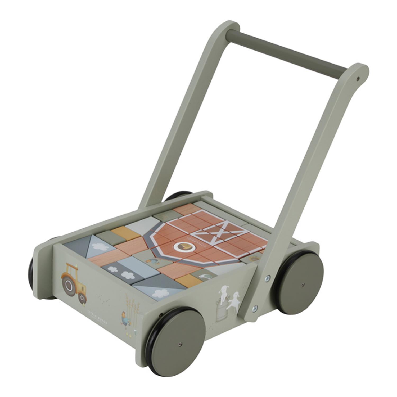 LITTLE DUTCH - Chariot à blocs en bois  MULTICOLORE Little Dutch