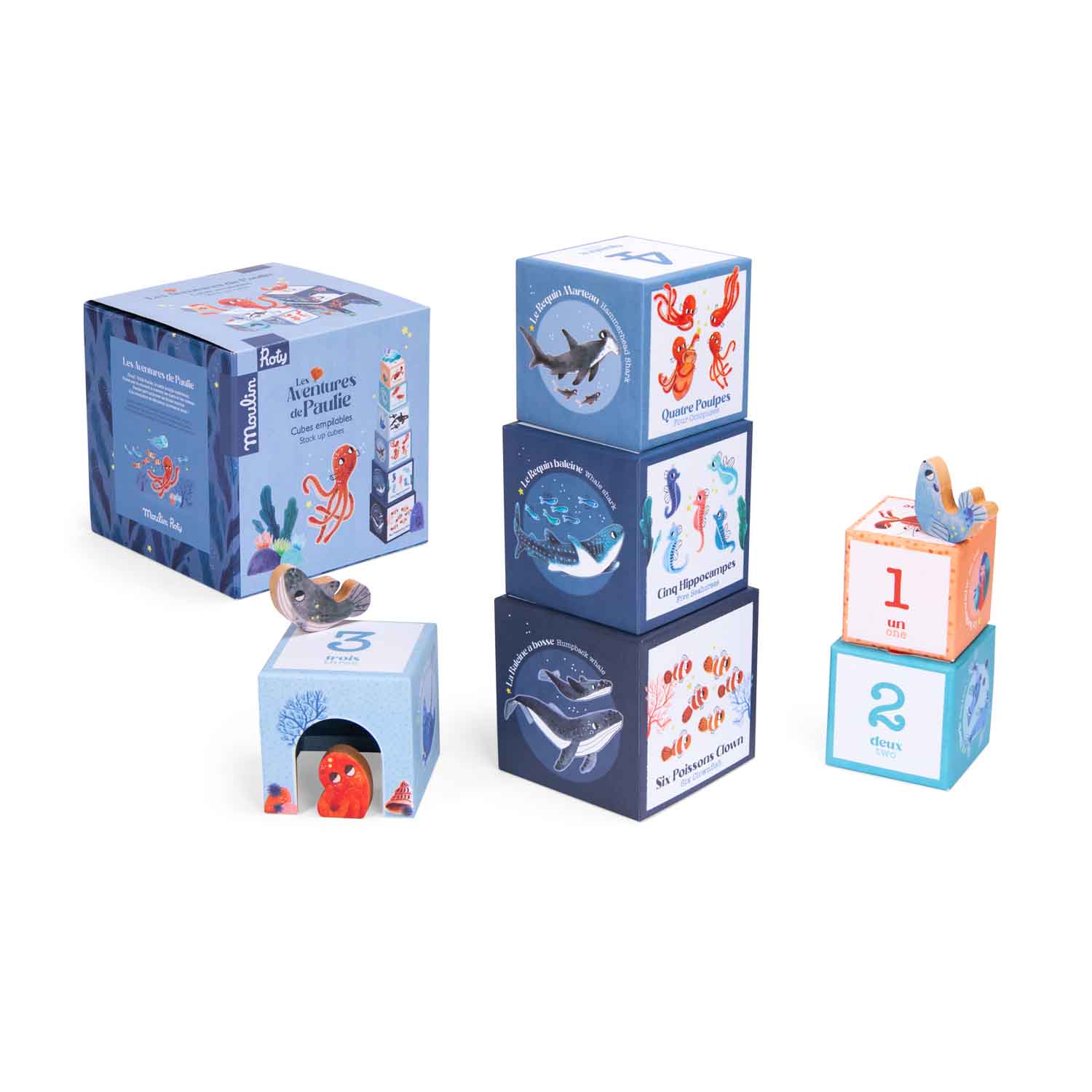 MOULIN ROTY - Cubes empilables Les aventures de Paulie MULTICOLORE Moulin Roty