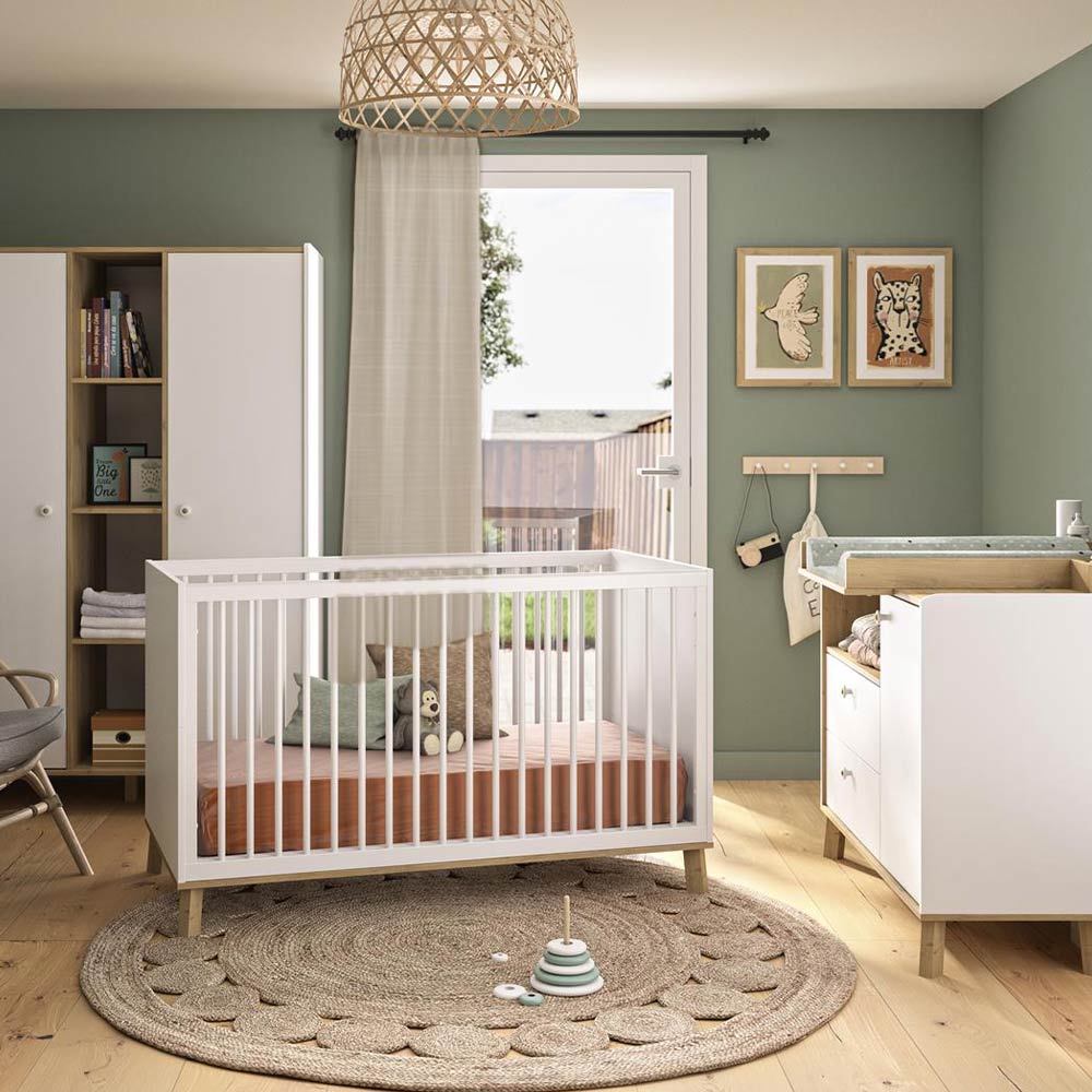 Chambre bébé complète Alba : lit 70x140 commode, armoire, Bébé