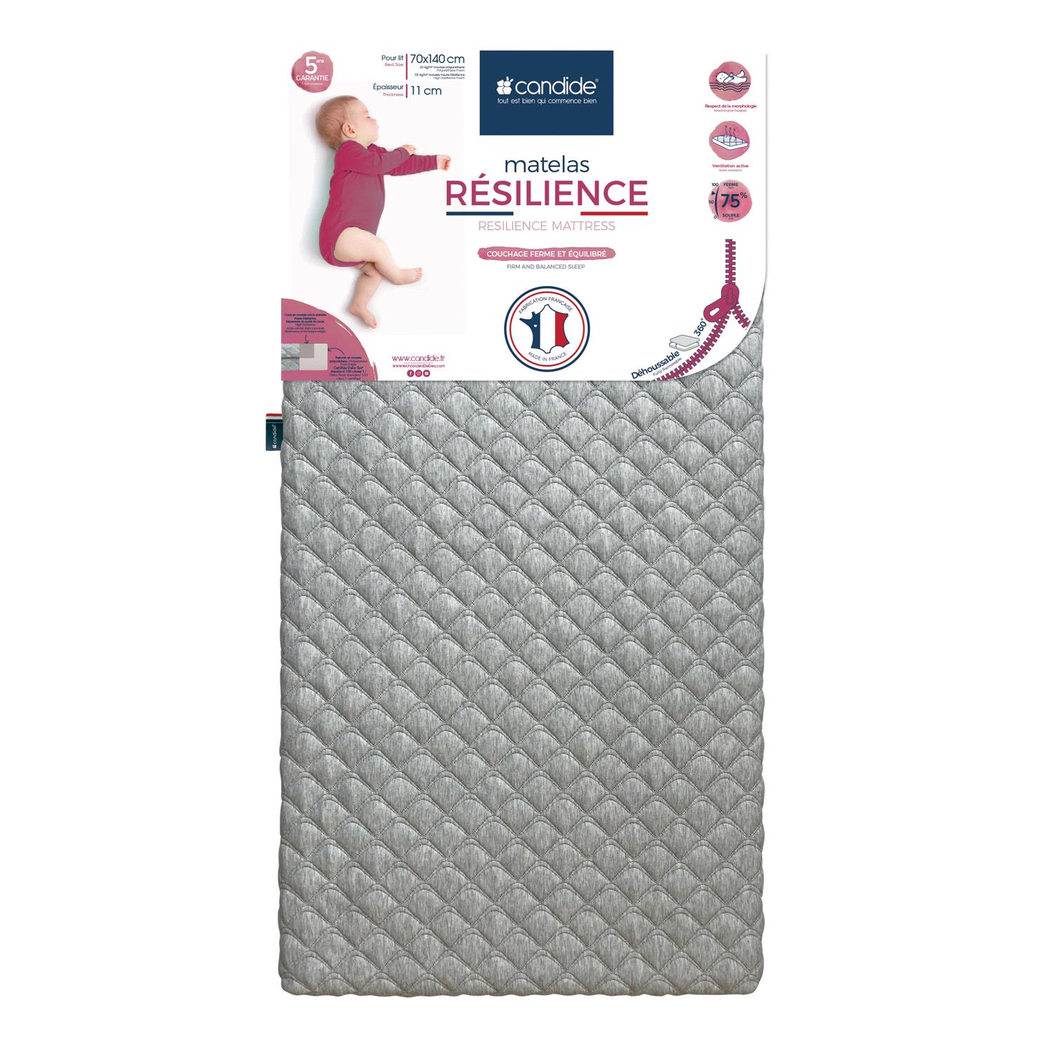 Matelas Résilience déhoussable GRIS Candide