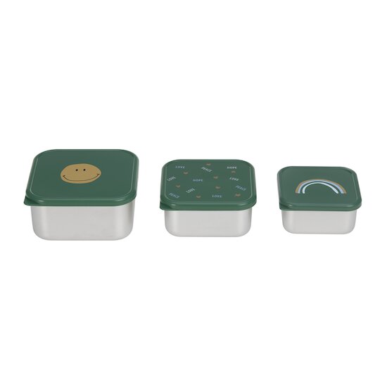 Lässig Lot de 3 petites boîtes à goûter inox Vert  Lässig Lot de 3 petites boîtes à goûter inox Vert