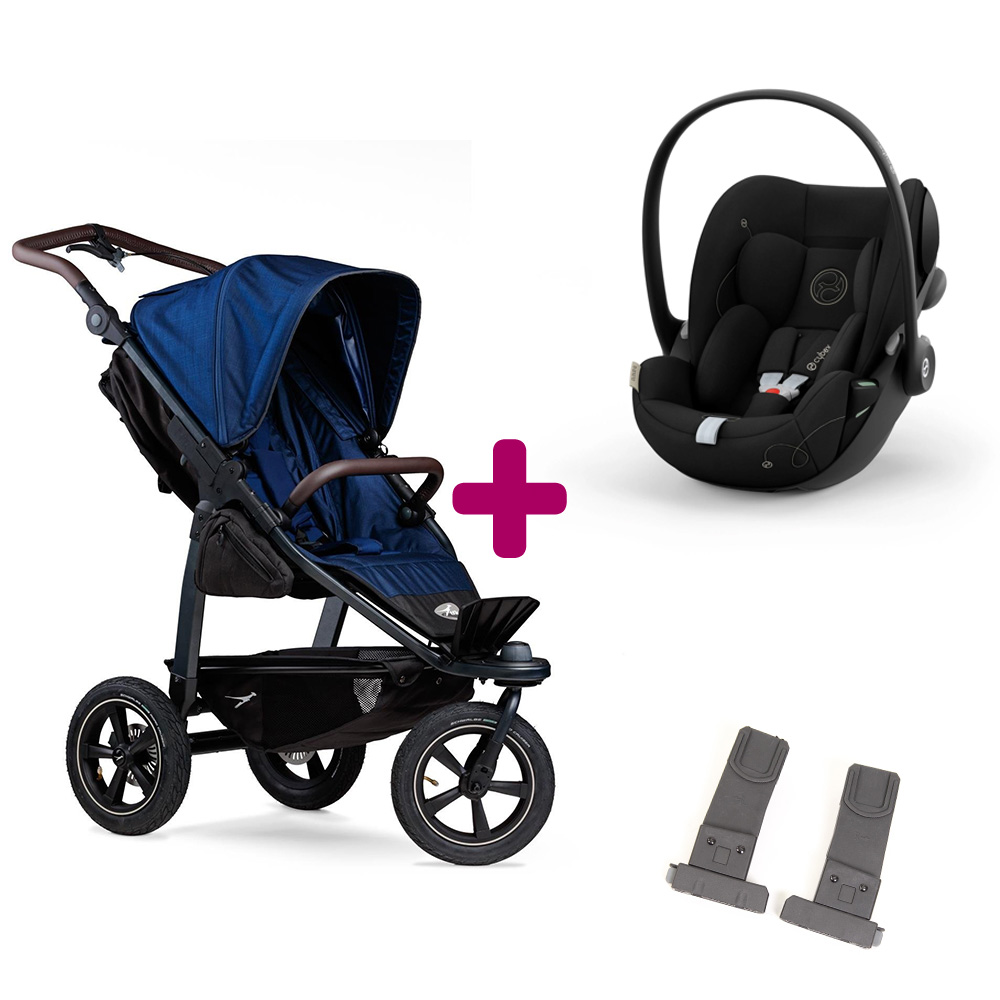 TFK - Pack Poussette Duo Mono 2 version sport Navy + adaptateurs coque + coque Cloud G i-size Moon Black  TFK