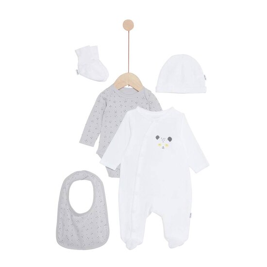 P’tit bisou Ensemble pyjamas avec bavoir et bonnet Mes Essentiels Pandadou Prématuré