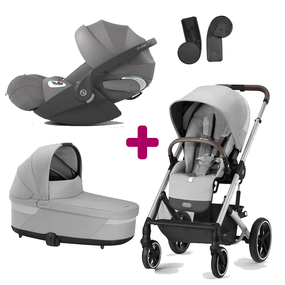 Pack poussette trio Balios S Lux lava grey + nacelle cot S lux lava grey + coque cloud T i-Size tissus plus Mirage Grey Cybex