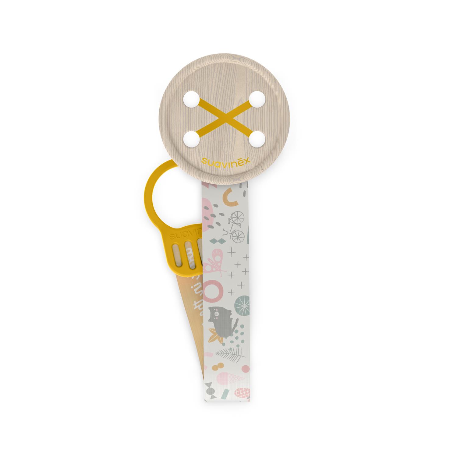 Suavinex - Attache-sucette ruban walk in the park JAUNE Suavinex