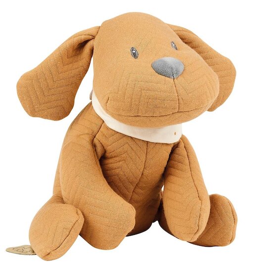 Nattou Charlie peluche chien jacquard  Caramel 30 cm