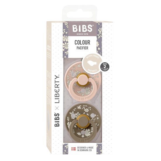 BIBS BIBS x Liberty Tétine Colour 2 Pack Caoutchouc naturel Anatomique Blush/Dark Oak 6-18 mois