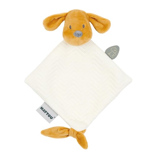 Nattou Charlie mini doudou chien jacquard  Vanille 