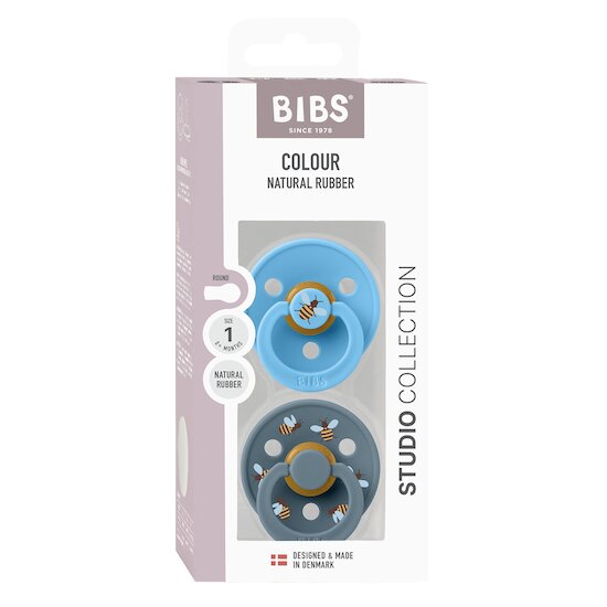 BIBS Tétines Studio Colour 2 Pack Caoutchouc naturel Breeze/Petrol 