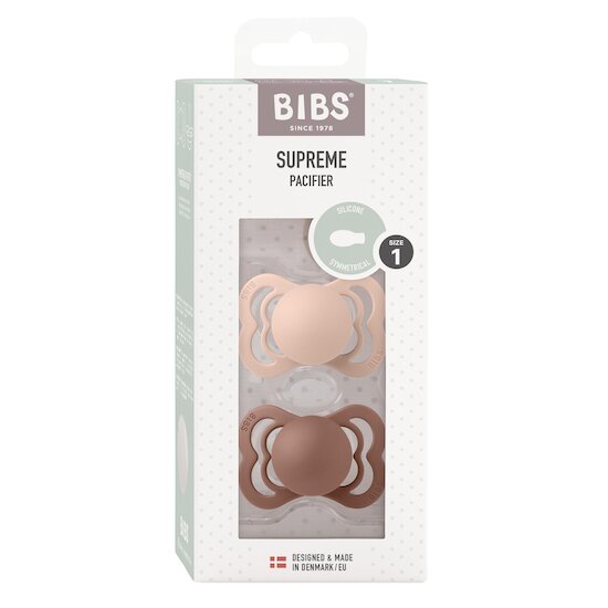 BIBS Tétines Supreme 2 Pack Silicone Woodchuck/Blush 