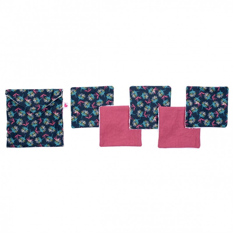 5 lingettes lavables + pochette assortie ROSE BB&Co