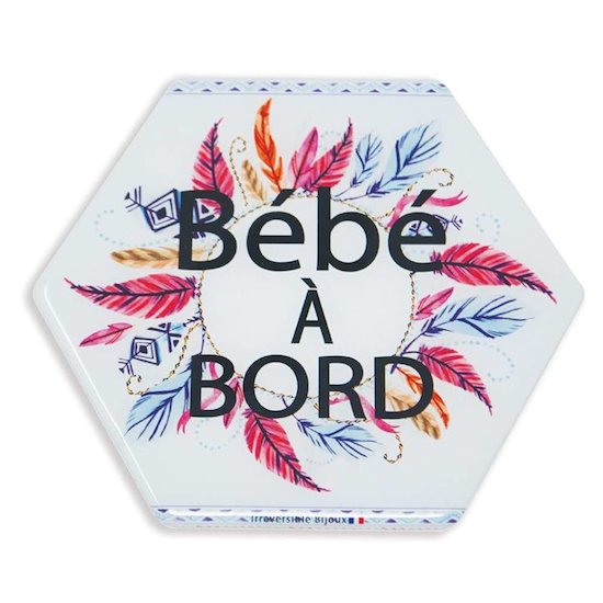 Irréversible Bijoux Adhésif « Bébé à Bord Attrape rêve » Plume Rose 