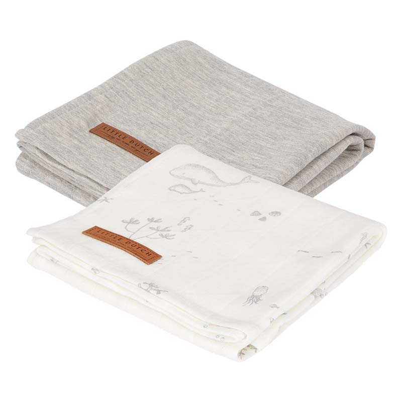 Lange Swaddle 70 x 70 cm GRIS Little Dutch