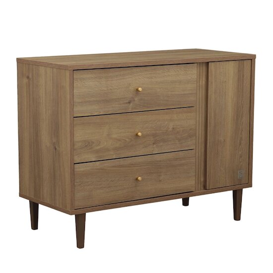 Sauthon Commode 3 tiroirs 1 porte Mokka Chêne/Chêne Strié/Chêne Foncé  Sauthon Commode 3 tiroirs 1 porte Mokka Chêne/Chêne Strié/Chêne Foncé