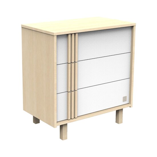 Sauthon Commode 3 tiroirs Nature Chêne Velours - Blanc  Sauthon Commode 3 tiroirs Nature Chêne Velours - Blanc