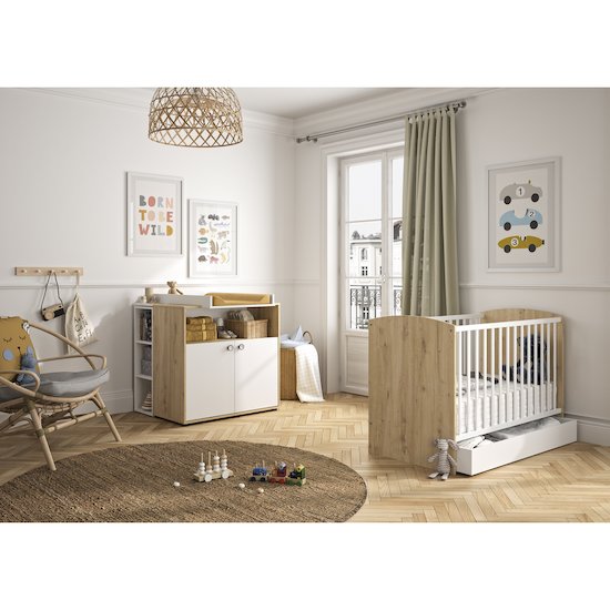 Galipette Lit bébé Arthur Blanc Et Chêne Artisan 60x120 cm Galipette Lit bébé Arthur Blanc Et Chêne Artisan 60x120 cm