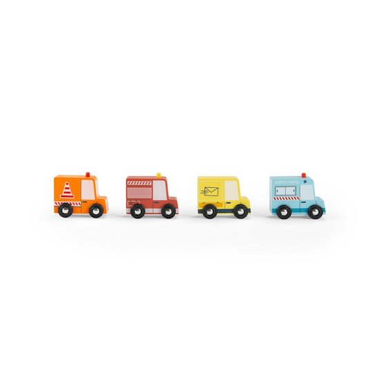 Moulin Roty Ensemble de 4 camions Avenue du Moulin Multicolore  Moulin Roty Ensemble de 4 camions Avenue du Moulin Multicolore