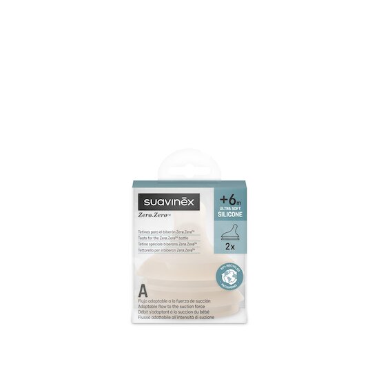 Suavinex 2 Tétines pour biberon anti-colique Zero.Zero  Light Beige  Suavinex 2 Tétines pour biberon anti-colique Zero.Zero  Light Beige