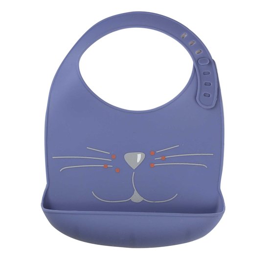 Trois Kilos Sept Bavoir silicone Chat Bleu Marine 24x31 cm